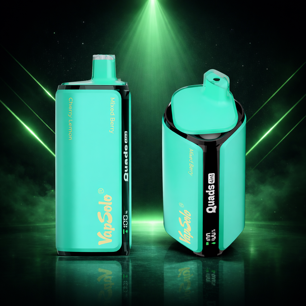 VapSolo Quads 80K Cherry Lemon Mixed Berry – cigarrillo electrónico desechable con 80000 caladas, puff refrescante de cereza y limón