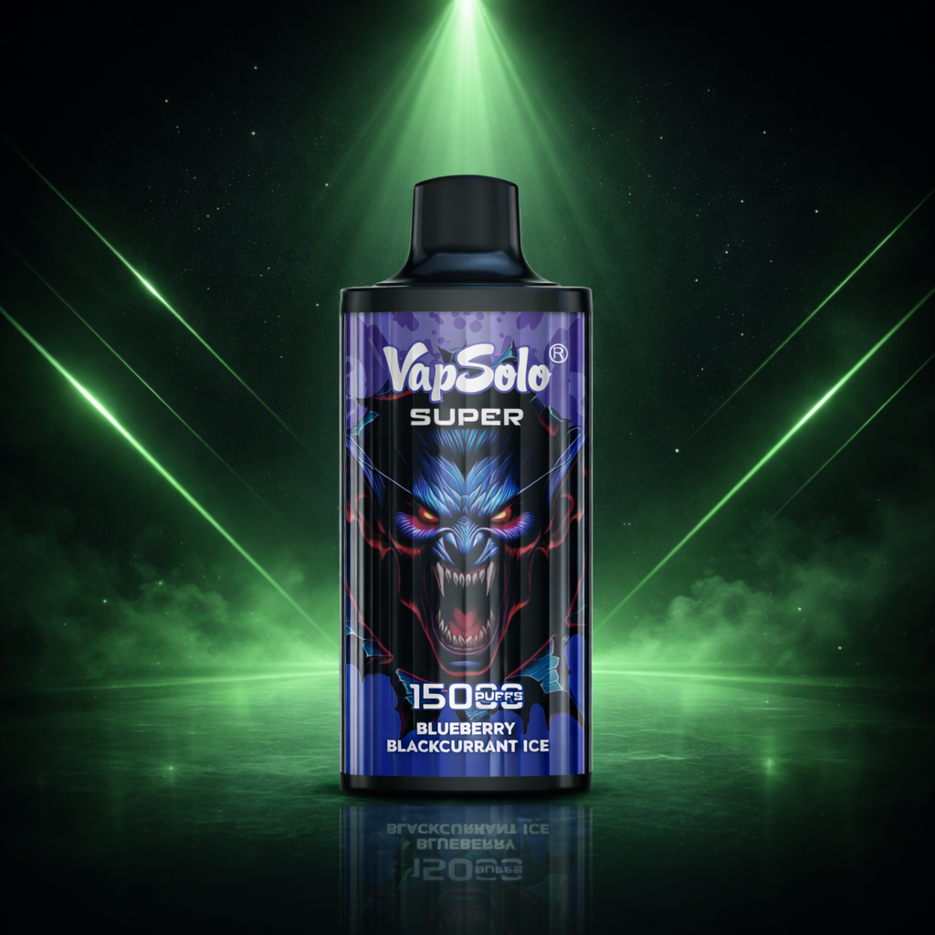 VapSolo Super 15K Blueberry Blackcurrant Ice – vaper desechable 15000 caladas con puff helado y sabores vaper de arándano