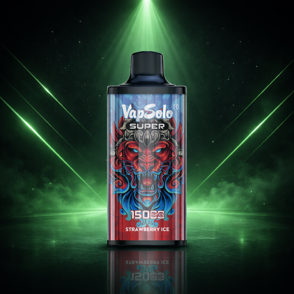 VapSolo Super 15K Strawberry Ice – vaper desechable 15000 caladas, puff intenso con sabores vaper de fresa helada