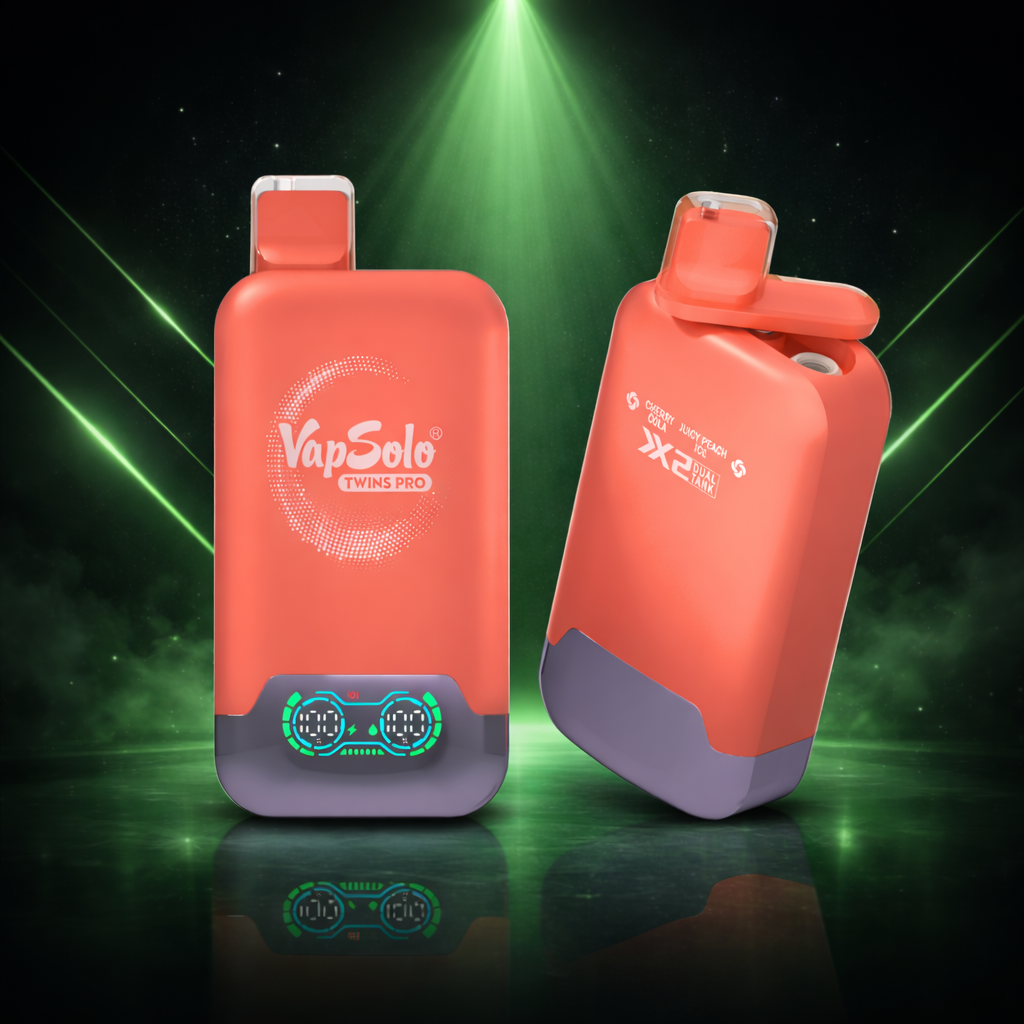 VapSolo Twins Pro 50K Cherry Cola Juicy Peach Ice – vaper desechable con 50000 caladas, puff de cereza cola y melocotón
